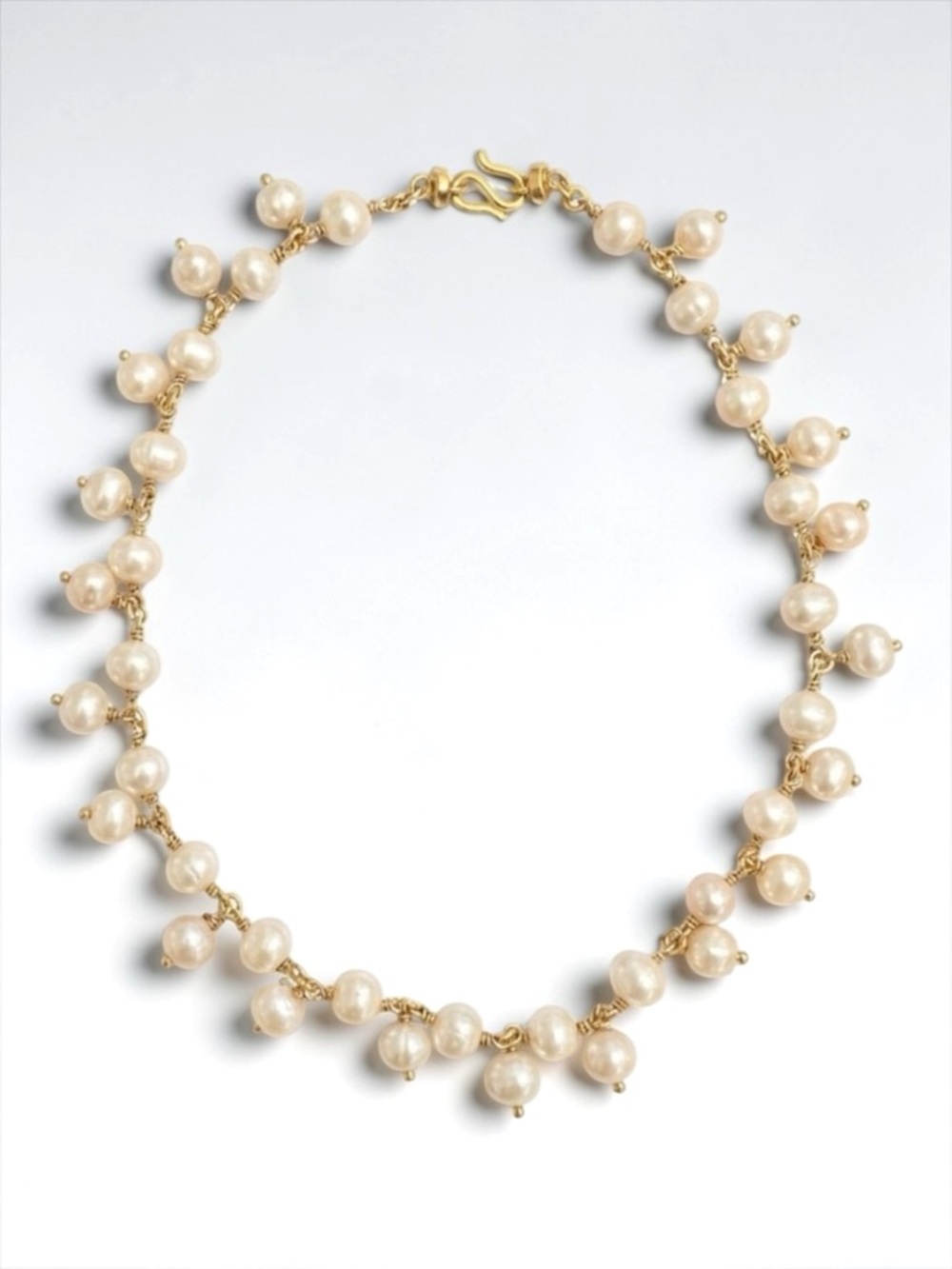 Vintage Freshwater Pearl Drop Necklace 14K Gold Tone Estate Bridal Jewelry - Picture 1 of 5